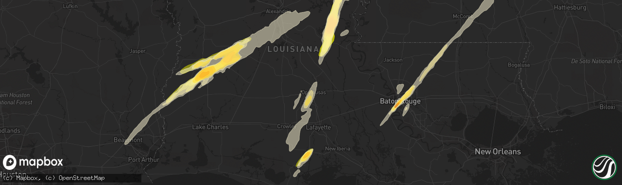 Hail map in Opelousas, LA on December 23, 2014