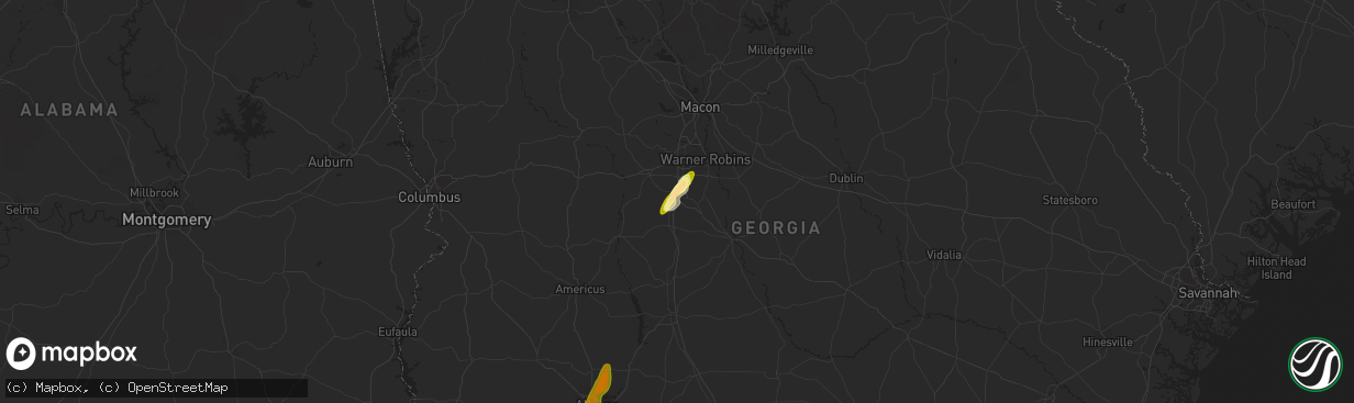 Hail map in Perry, GA on December 23, 2014