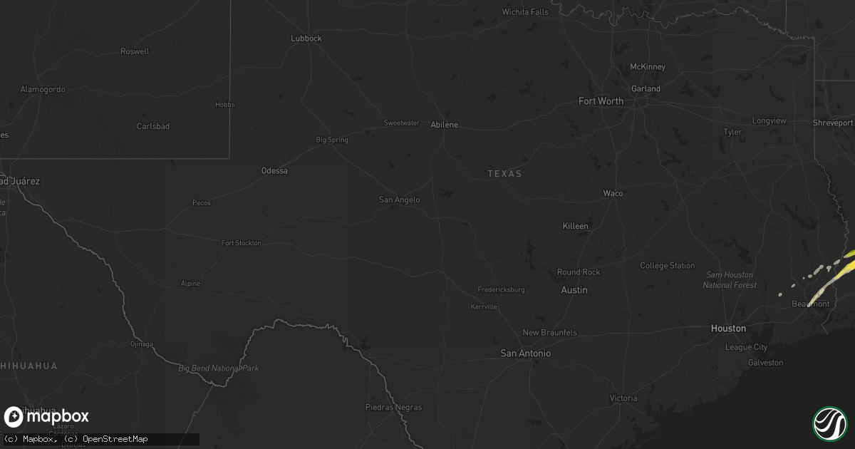 Hail map in Texas on December 23, 2014