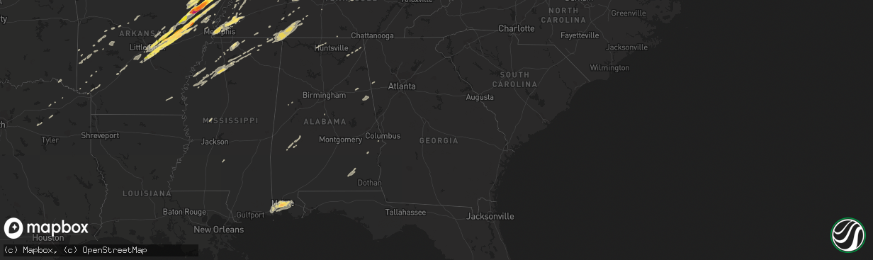 Hail map in Georgia on December 23, 2015