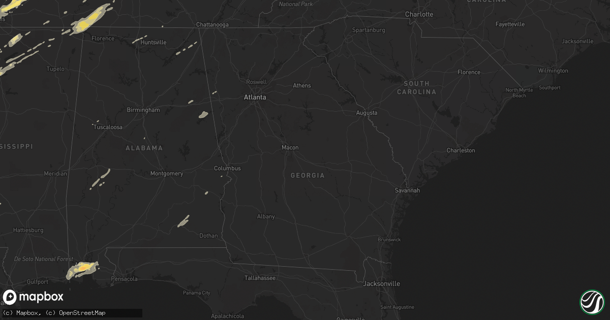 Hail map in Georgia on December 23, 2015