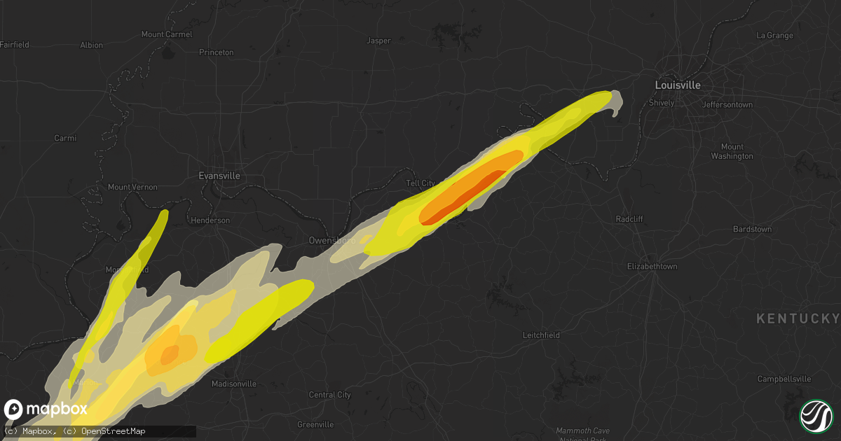 Hail map in Hawesville, KY on December 23, 2015