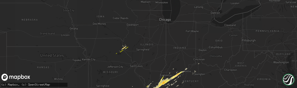 Hail map in Illinois on December 23, 2015