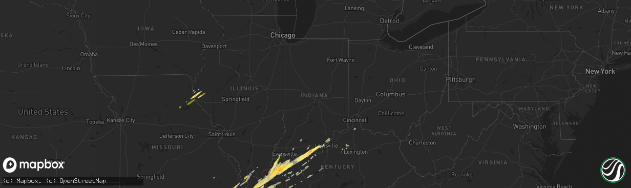 Hail map in Indiana on December 23, 2015