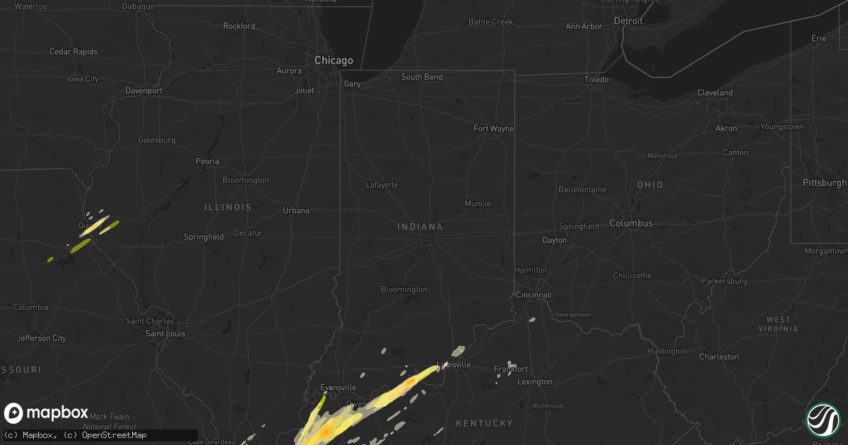 Hail map in Indiana on December 23, 2015