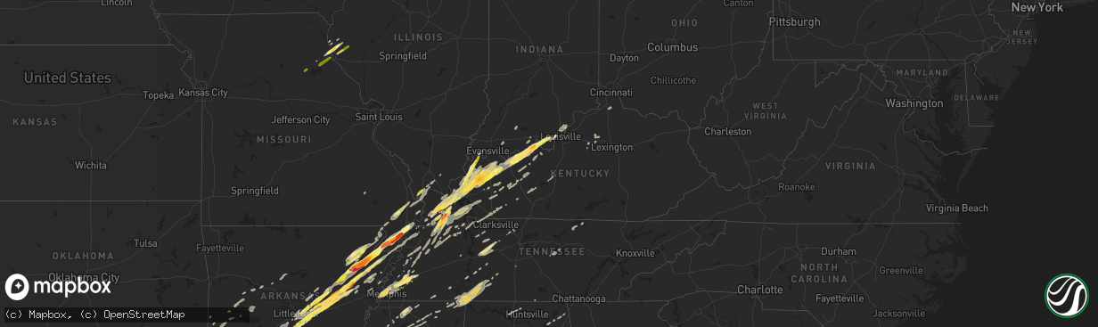 Hail map in Kentucky on December 23, 2015