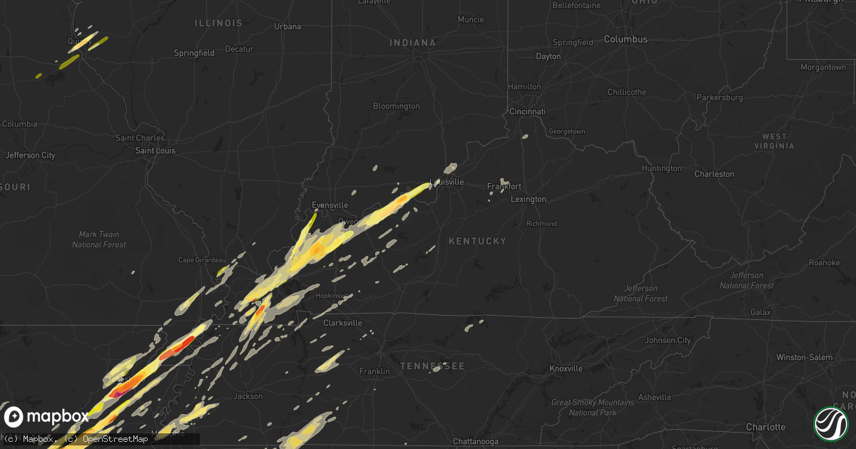 Hail map in Kentucky on December 23, 2015