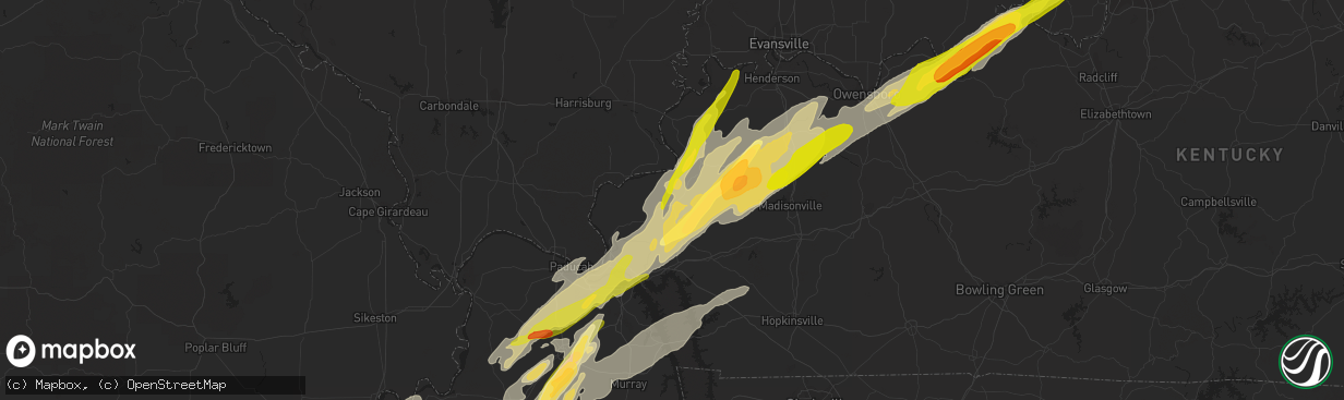 Hail map in Marion, KY on December 23, 2015