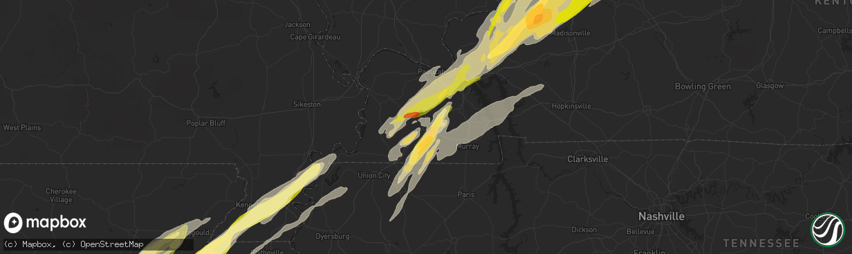 Hail map in Mayfield, KY on December 23, 2015