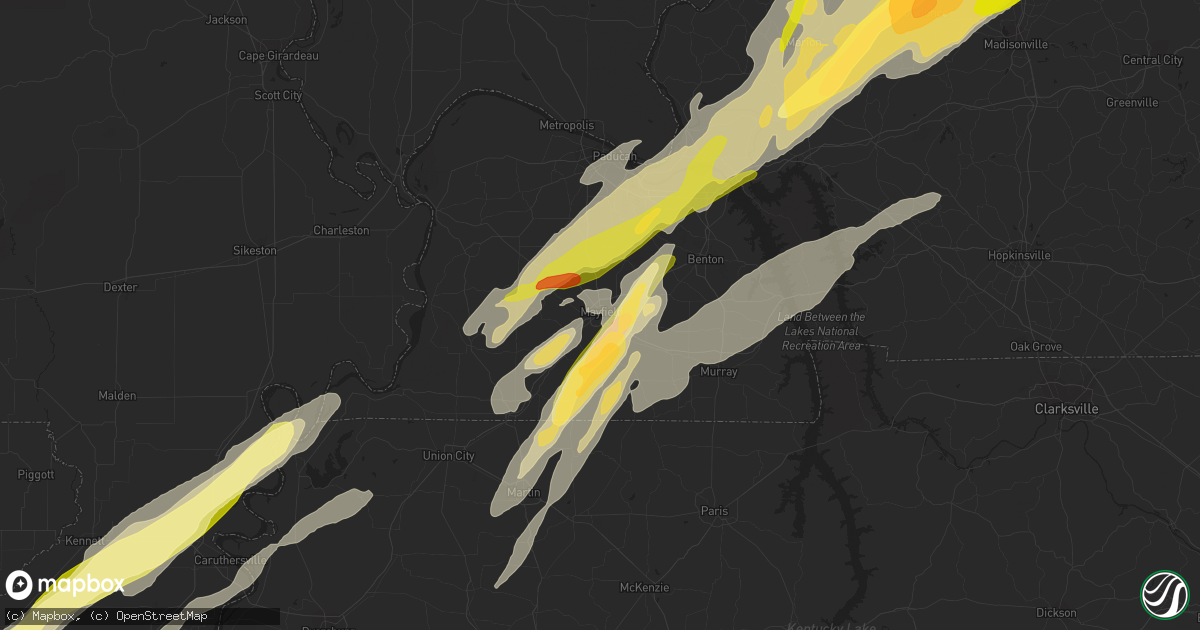 Hail map in Mayfield, KY on December 23, 2015