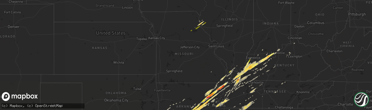 Hail map in Missouri on December 23, 2015