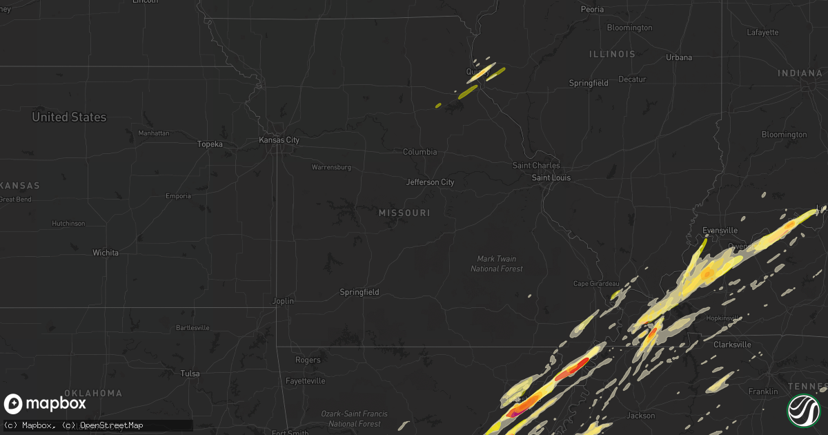 Hail map in Missouri on December 23, 2015