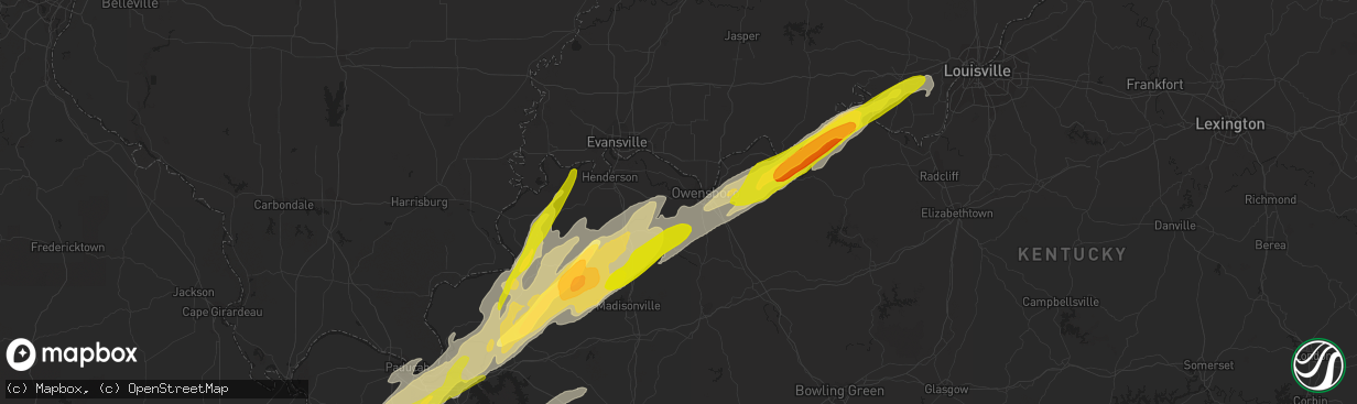 Hail map in Owensboro, KY on December 23, 2015