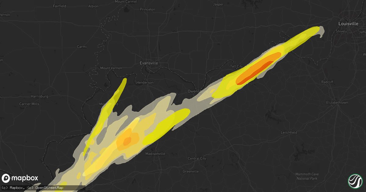 Hail map in Owensboro, KY on December 23, 2015