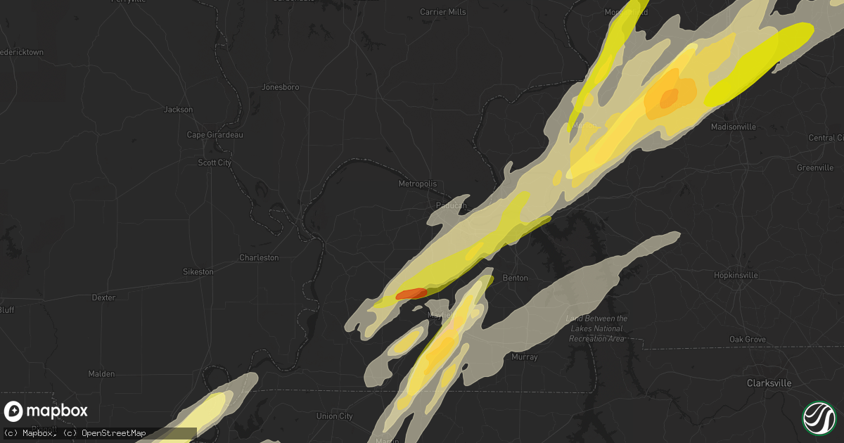 Hail map in Paducah, KY on December 23, 2015