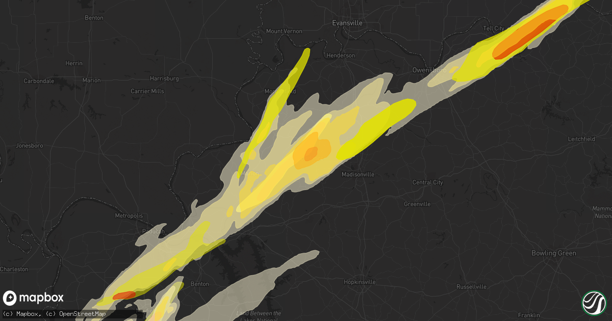 Hail map in Providence, KY on December 23, 2015