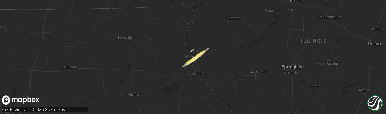 Hail map in Quincy, IL on December 23, 2015