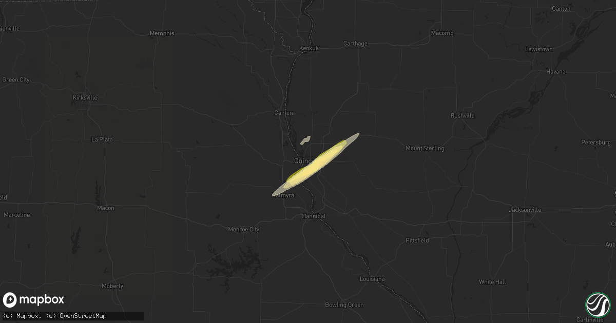 Hail map in Quincy, IL on December 23, 2015