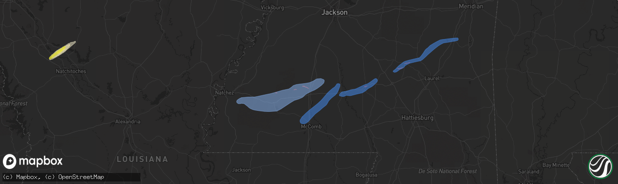 Hail map in Brookhaven, MS on December 23, 2020