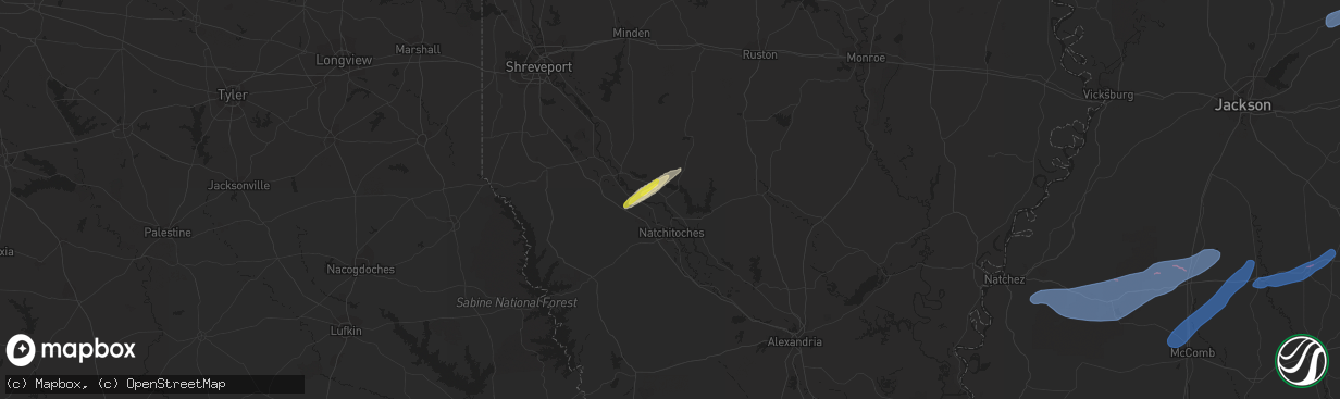 Hail map in Campti, LA on December 23, 2020