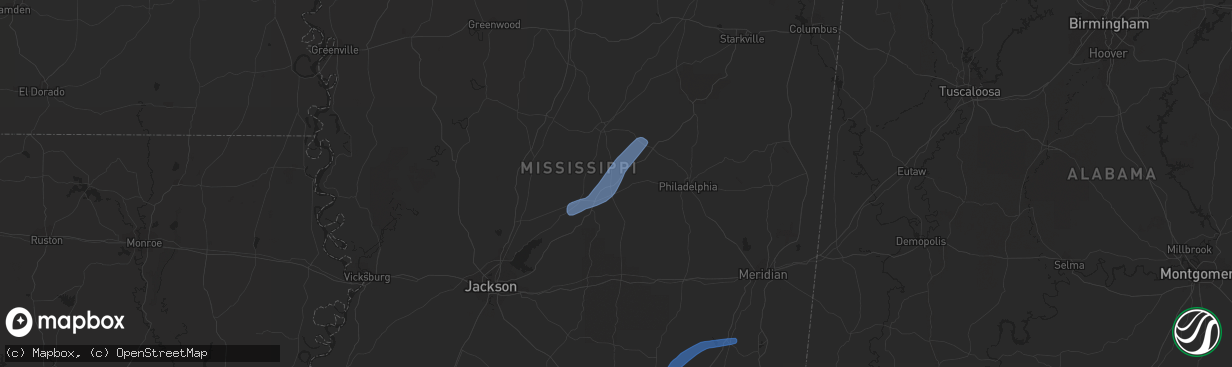 Hail map in Carthage, MS on December 23, 2020