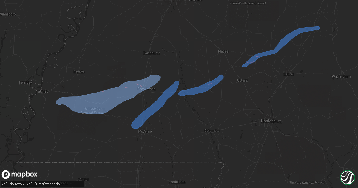 Hail map in Monticello, MS on December 23, 2020