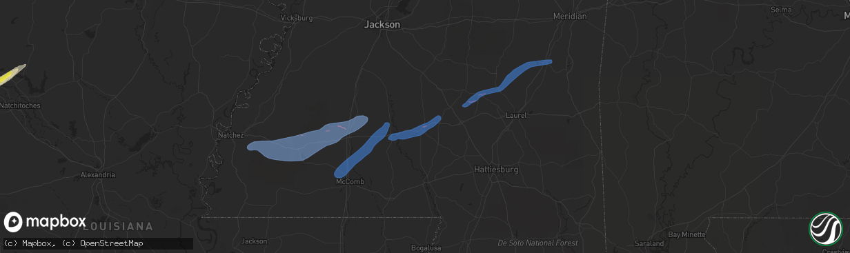 Hail map in Prentiss, MS on December 23, 2020