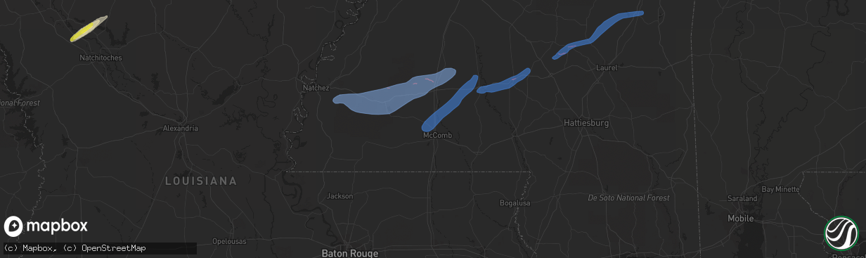 Hail map in Summit, MS on December 23, 2020