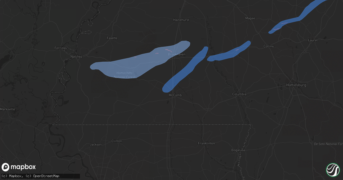 Hail map in Summit, MS on December 23, 2020