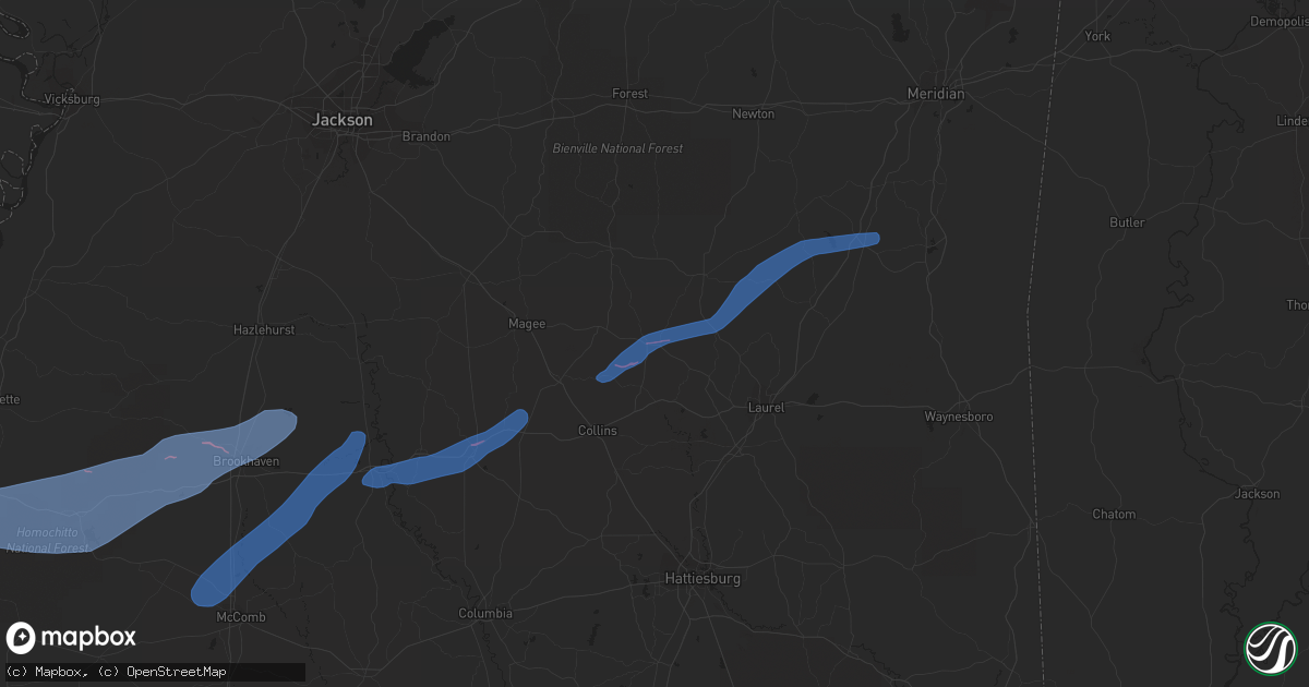Hail map in Taylorsville, MS on December 23, 2020