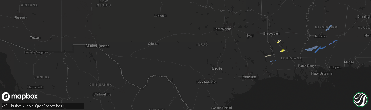 Hail map in Texas on December 23, 2020