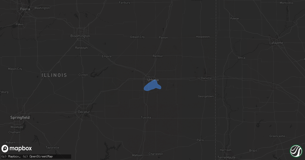 Hail map in Urbana, IL on December 23, 2020