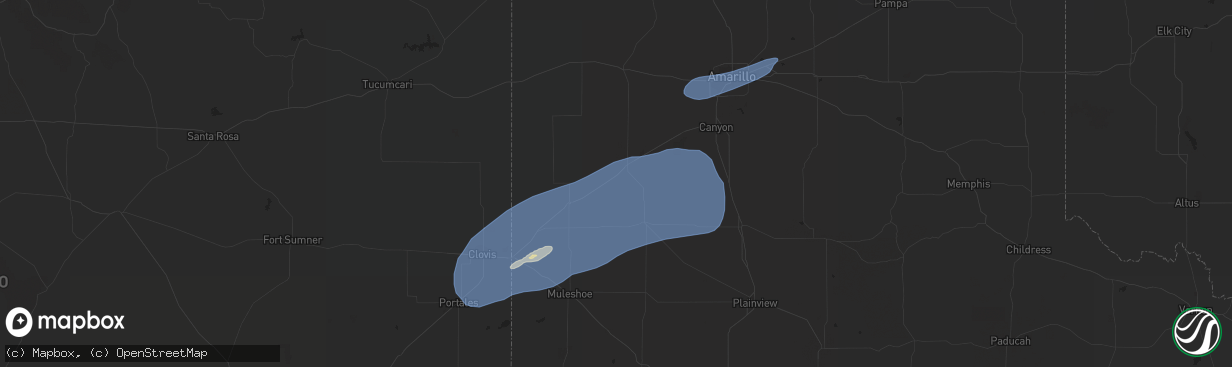 Hail map in Muleshoe, TX on December 23, 2023