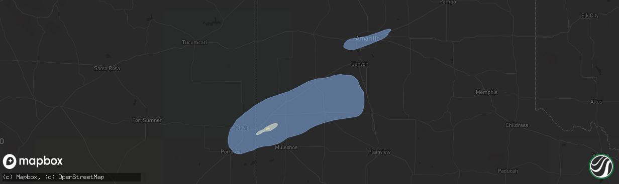 Hail map in Portales, NM on December 23, 2023