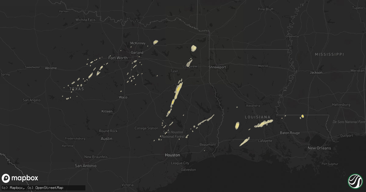 Hail map in Mississippi on December 24, 2012