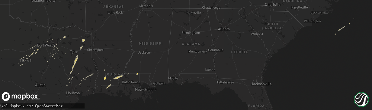 Hail map on December 24, 2012