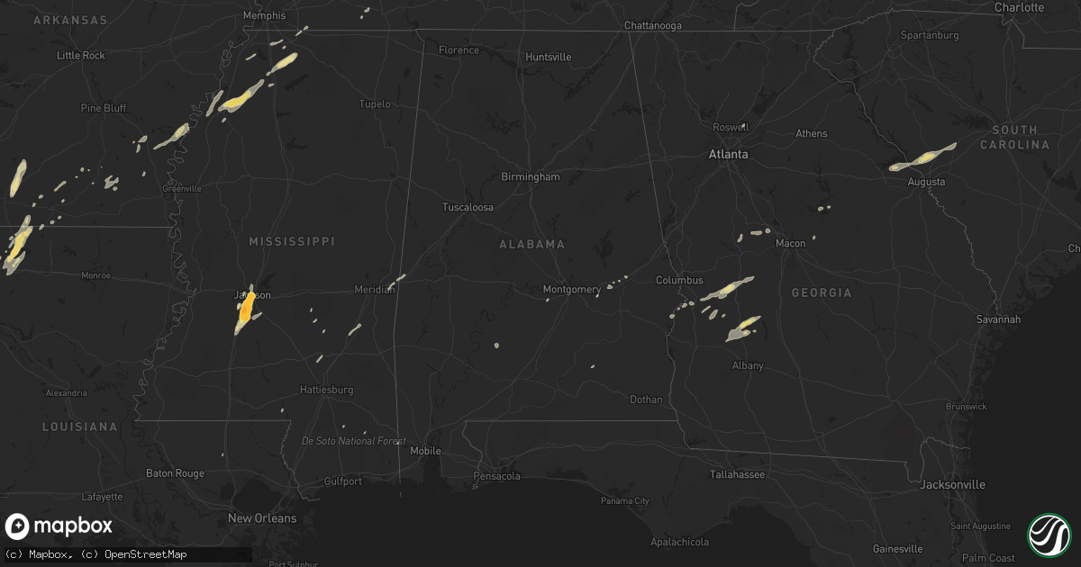 Hail map in Alabama on December 24, 2015