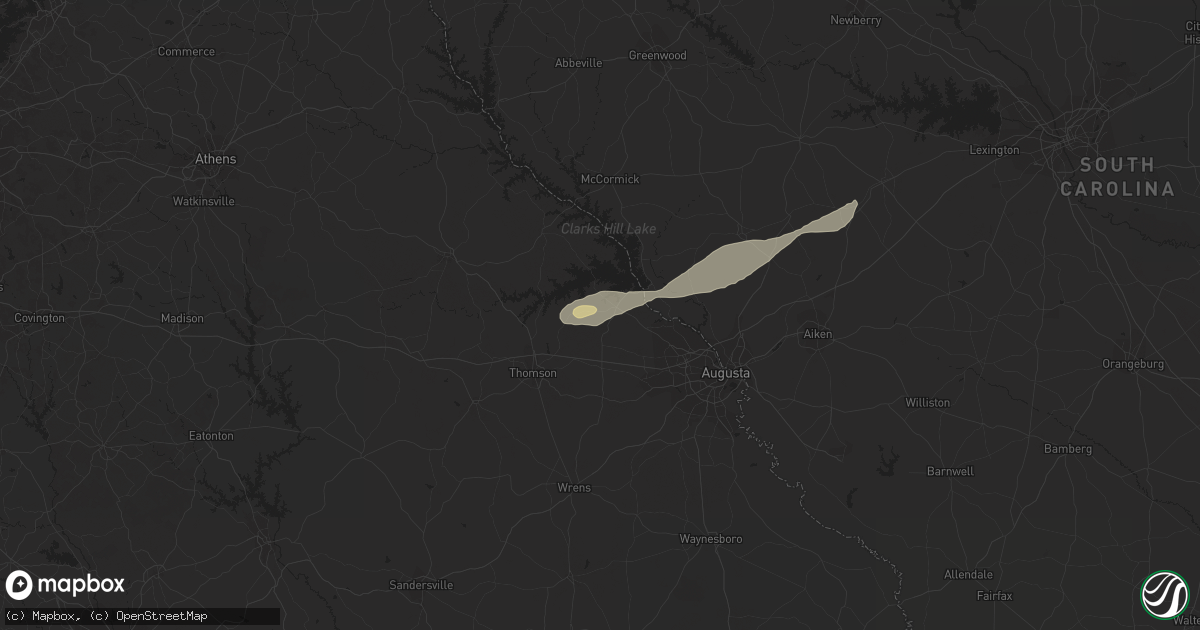 Hail map in Appling, GA on December 24, 2015