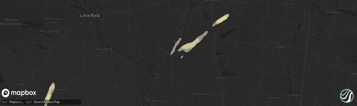 Hail map in Clarksdale, MS on December 24, 2015