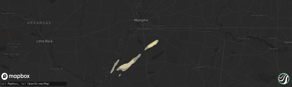 Hail map in Coldwater, MS on December 24, 2015