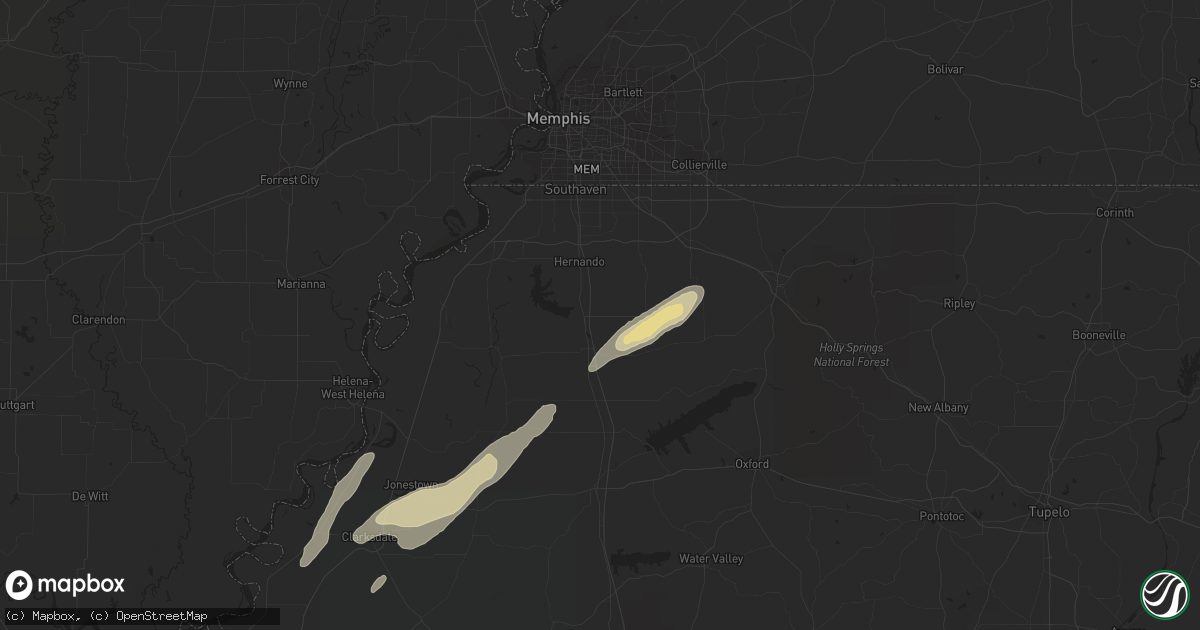 Hail map in Coldwater, MS on December 24, 2015