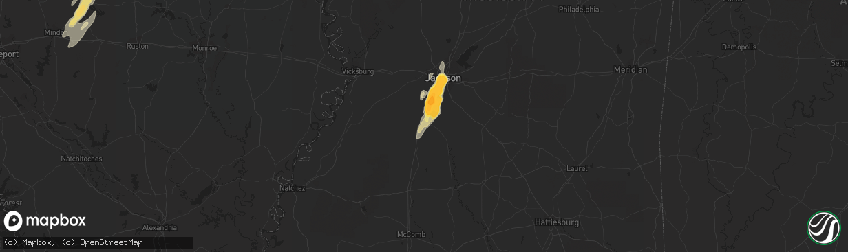 Hail map in Crystal Springs, MS on December 24, 2015