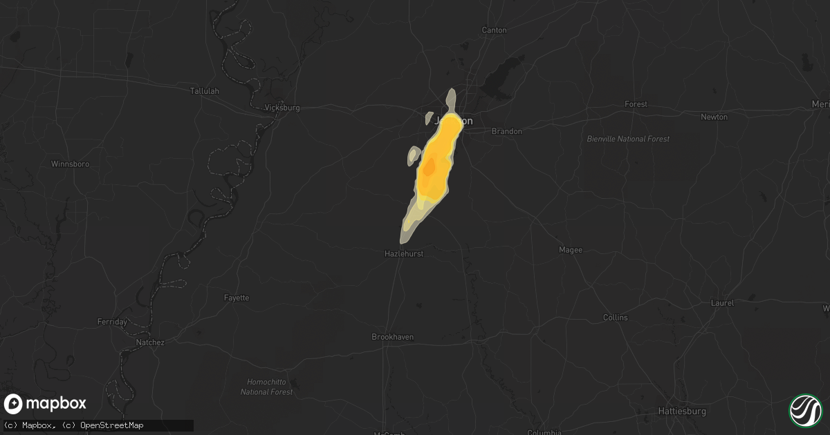Hail map in Crystal Springs, MS on December 24, 2015