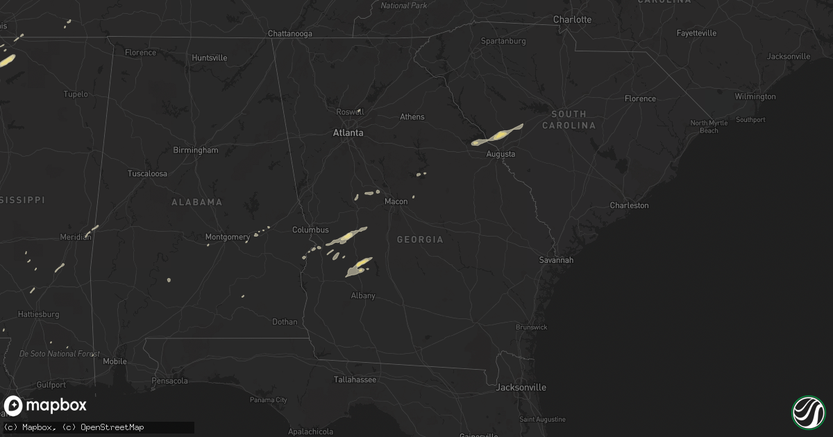 Hail map in Georgia on December 24, 2015