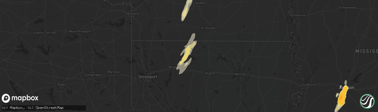 Hail map in Homer, LA on December 24, 2015