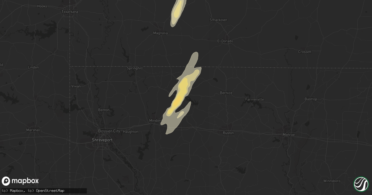 Hail map in Homer, LA on December 24, 2015