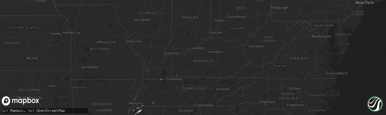 Hail map in Kentucky on December 24, 2015