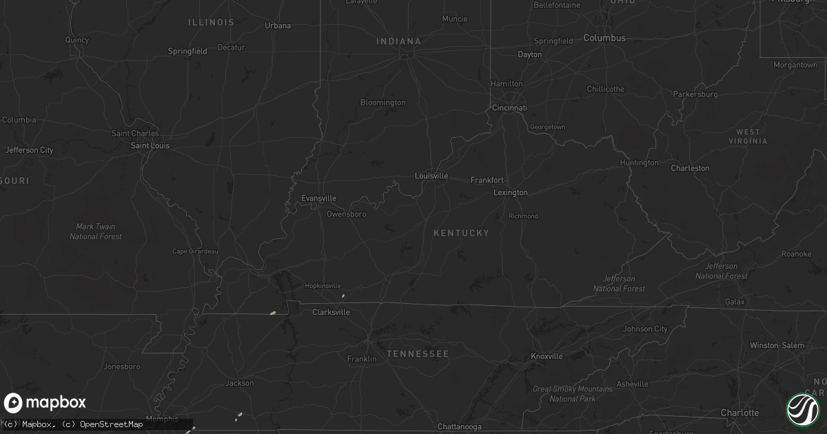 Hail map in Kentucky on December 24, 2015