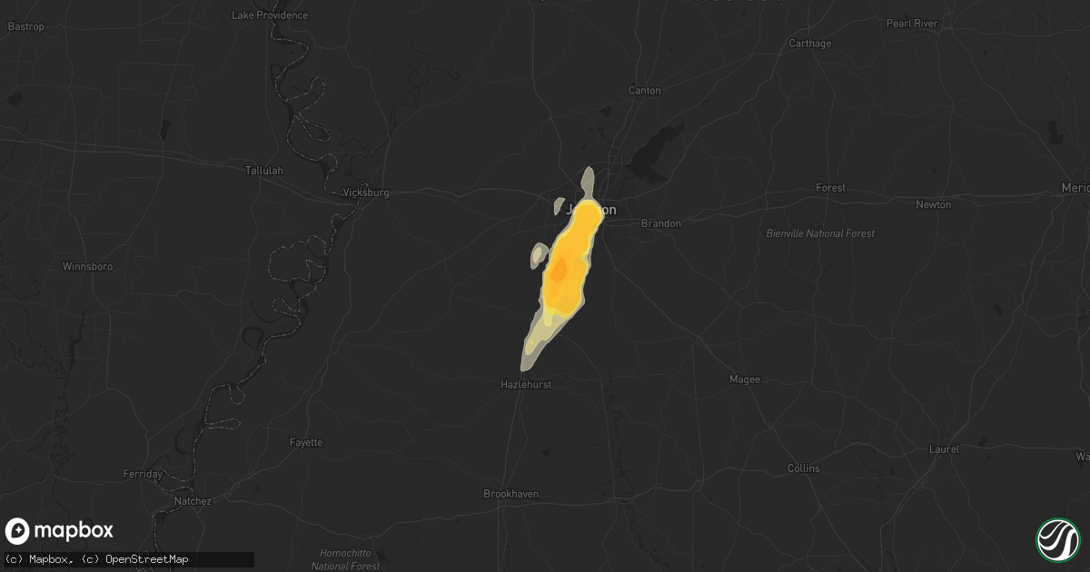 Hail map in Terry, MS on December 24, 2015