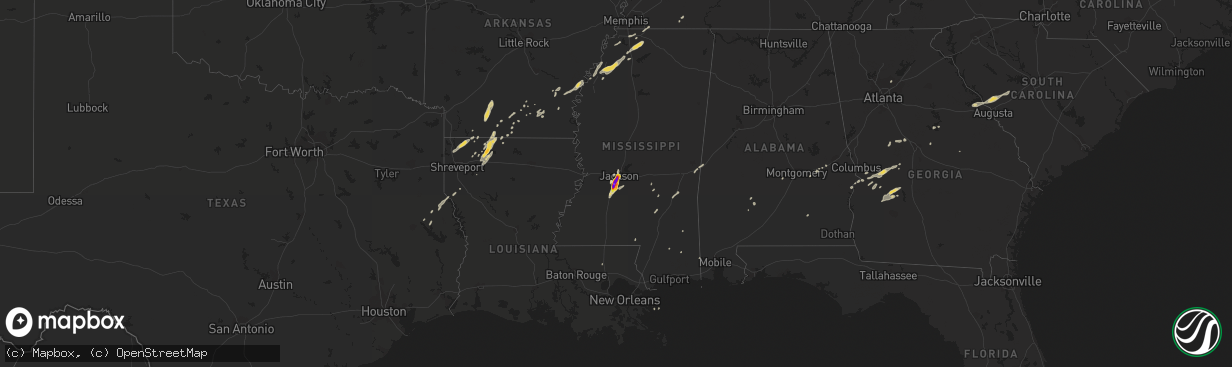 Hail map on December 24, 2015